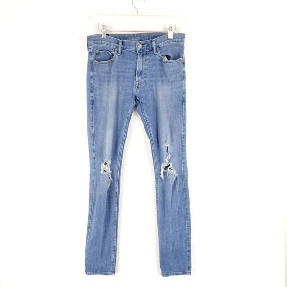Abercrombie & Fitch Stretch Felix Super Skinny Blue Denim Stone Wash Jeans 31/31 - Picture 1 of 9